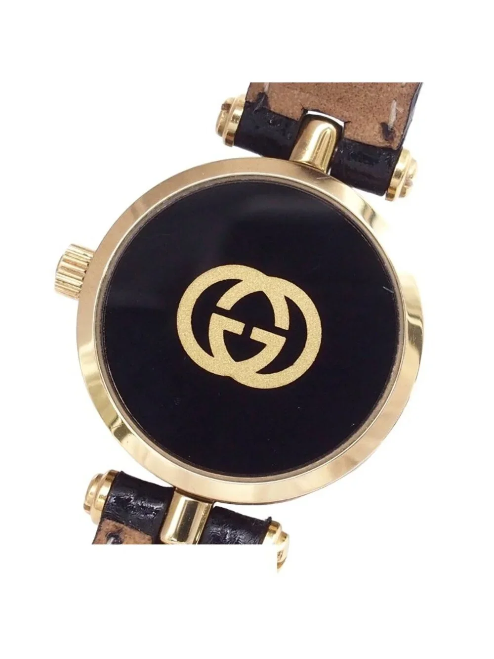 Gucci Sherry Line Black SS Leather Vintage Watch